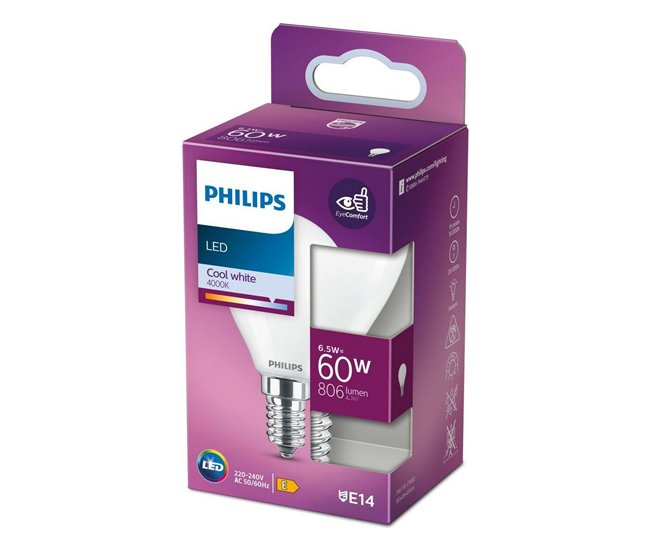 908030690e30e6d88eb67bc2976c198dda018971_45593ee970304decab8a6fdf1552e9fa Imprescindible (Must-Have) Bombilla LED Philips E14 E 6,5 W 806 lm Ø 4,5 x 8 cm (4000 K) - Conforama