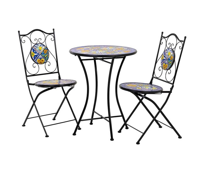 912694a421ed047834afccde06862aca937f38d3_a85c469b190a4d5cae2a8ac2767f69fd Conjunto mesa y dos sillas de mosaico y forja - Conforama Gran Oferta