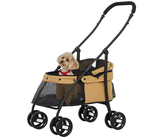 9130e594f1c9895673dc876665c29ac74bee9abd_8668971333b048ff956511d3a121e20d PawHut Carrito para Perros Plegable Cochecito para Mascotas Cochecito para Perros Pequeños con Ventanas de Malla Cojín Lavable Correas de Seguridad y Marco de Acero Carga 15 kg Café - Conforama Bestseller