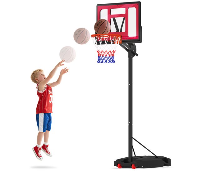 9190833b7e7fe72711f488549af4607899456f9f_eee803c2aa2446a5ba6613a1cab7ff43 Solo Hoy AIYAPLAY Canasta de Baloncesto Infantil con Bolsa de Peso Altura Ajustable 200-260 cm Canasta de Baloncesto Exterior Portátil con Ruedas y Base Rellenable Rojo y Negro - Conforama