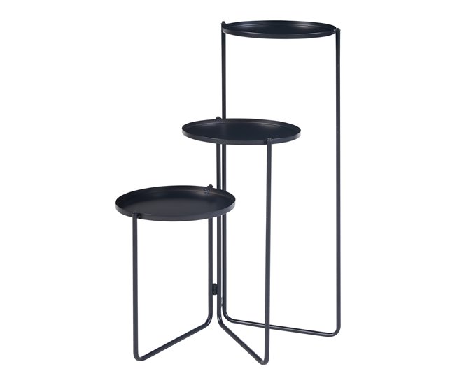 Máxima Calidad Soporte para plantas Ostre de 3 niveles metal 70x48x25cm - Negro [en.casa] - Conforama
