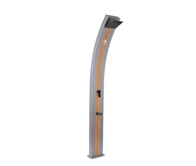946f06f06734145fa4be54bbe760884180fb44a7_0c6c9bf10bce453397a63038d3341f46 Elegante Ducha Solar De Aluminio Color Gris Ella Con Franja Central Color Madera Ducha De Jardín y Piscina Exterior Con Mezclador Ducha Cuadrada y Grifo Lavapiés Estructura De Aluminio Depósito De 40 Litros Altura 224 Cm. - Conforama Oferta De Temporada