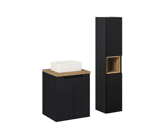 950fbaa4dad19138fa2def911cf9fcc34584baf1_ed9624f8c99e49329cb6020d95c2f464 Conjunto de muebles con lavabo individual 50cm 2 puertas y columna Riva Cachemira y Madera - Conforama Súper Precio