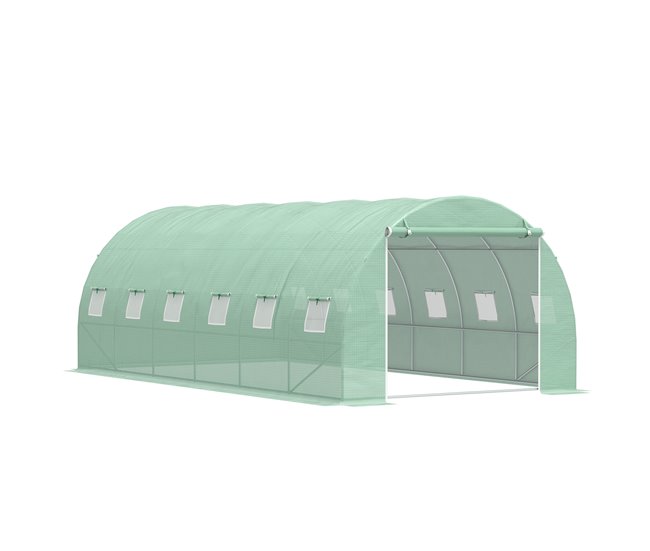Outsunny Invernadero de Túnel 6x3x2 m Invernadero de Jardín con 12 Ventanas Puerta Invernadero de Huerto para Cultivos Plantas Verduras Flores Verde - Conforama Bestseller