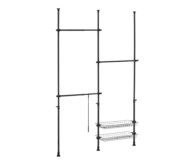 Perchero burro ropa telescópico Kemi 105-278 x 160-200 cm Ajustable  3 x ganchos máx. 20 kg Acero Plástico - Negro [en.casa] - Conforama Envío Gratis
