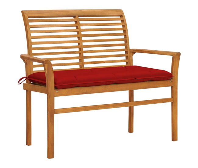 vidaXL Banco de jardín madera maciza de teca con cojín verde 112 cm - Conforama Barato