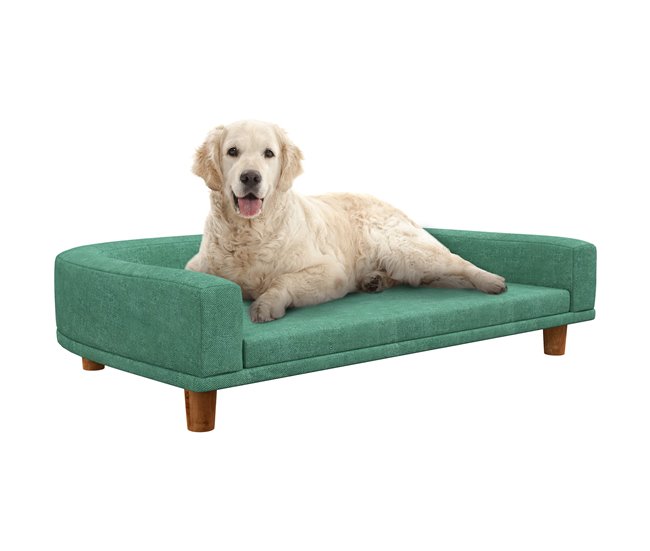 96d85c646a9ab6b6826208a22e0adc52fe6419d5_90d1831a7fc240babced2f7fc887a687 PawHut Sofá para Perros Grandes 98x67x25 cm Cama Elevada para Perros Tapizada con Cojín Lavable y Patas de Madera de Pino Carga 40 kg Verde - Conforama Última Versión