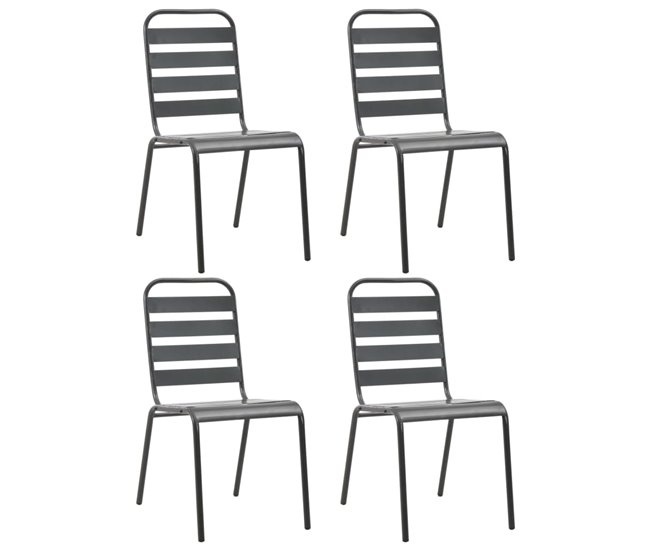99ac17bb3bde5ecae7b2ebfcfecfd7966f8475f5_864cd5c4b3194d56a5a26683ae0c4bc4 Sillas de jardin 4 unidades diseño de listones acero gris oscuro - Conforama Últimas Unidades