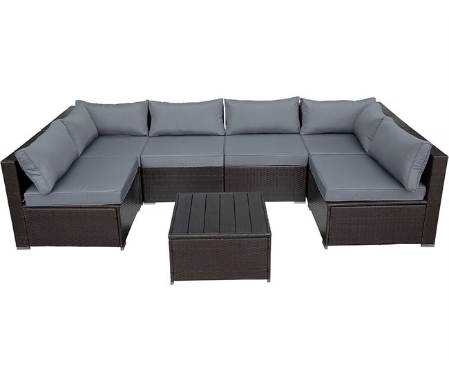 9a4dad05db355ce3b324c368115ac3e34f1e7a90_ee9c75d6cb2f42cc8261de49f7213dcf Súper Precio Conjunto de muebles de jardín panorámico "Océane" de resina trenzada - 6 plazas - Marrón - Conforama