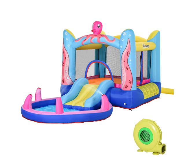 9c049a3e08583321bd22b9dad00e8657815ec259_f9a80f0b2c514aea9d30eb6e711243fe Precio Económico Outsunny Castillo Hinchable para Niños con Patrón de Pulpo Castillo Inflable Infantil con Tobogán Cama de Salto Piscina Inflador y Bolsa de Transporte 360x175x180 cm Multicolor - Conforama