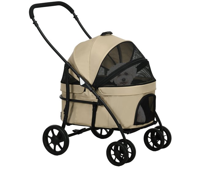 9dee78db32bf2083e1081342598b428d7a9dada9_c9c494d746db427681adefd5e316b128 PawHut Carrito para Perros 2 en 1 Cochecito para Perros Pequeños Plegable con 2 Correas de Seguridad 2 Bolsillos Laterales Cojín Lavable y Ruedas Universales Carga 15 kg Caqui - Conforama Nueva Colección