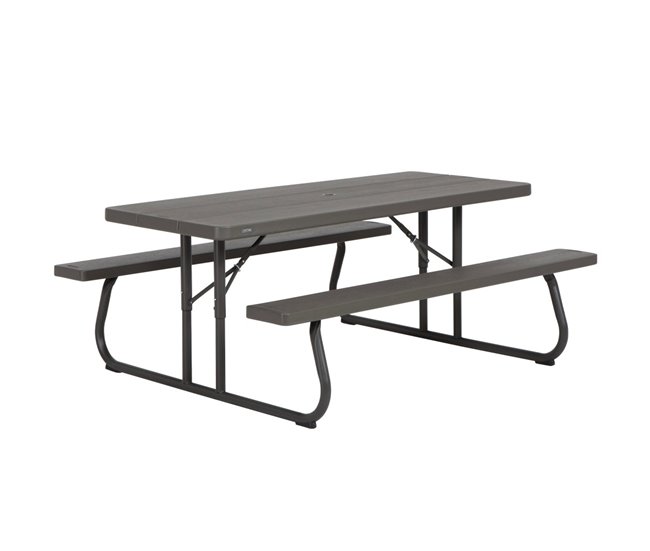 Stock Limitado Mesa con bancos plegable ultrarresistente marrón LIFETIME 183x76x74 cm UV100 - Conforama