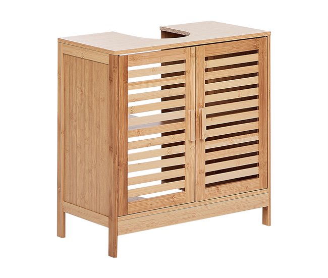 9e3ef098f963aa6dfb676457c0e93c6295189eb4_7f9b4c7a334a4777a66bcfe7d39d0fa8 Mueble para lavabo MISSOULA Madera de bambú 60 cm Marrón claro - Conforama Disponible Ahora
