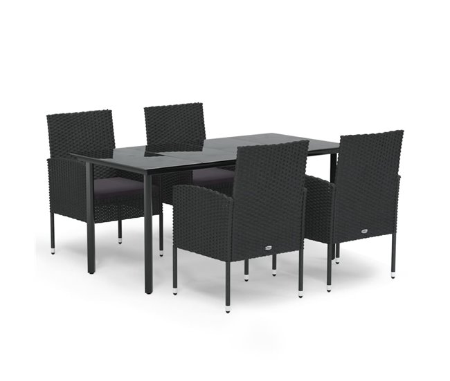 9ed73cefedd08bc381f4e6bc1d826872d362eaa9_91dc1d4f3cfe4bdc93620a299f7e4a32 Precio Reducido Set de muebles jardín 5 pzas con cojines ratán sintético negro - Conforama