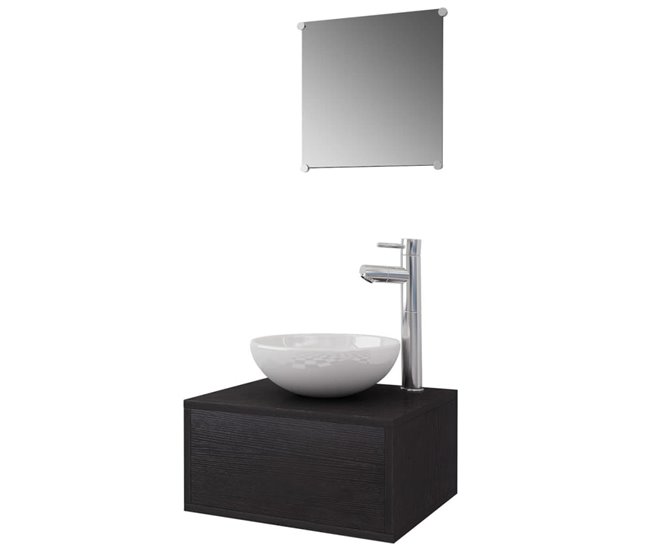 a157828ca51926ebd4818089b145686d17694e8d_45c50ba6bc754be9bec77ffab5a5f124 vidaXL Conjunto de muebles de baño con lavabo y grifo 4 piezas negro - Conforama Solo Hoy