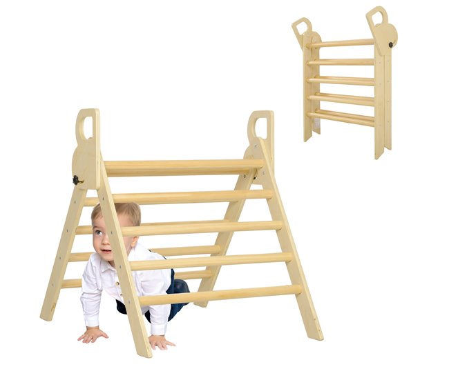 a2ef85efcd202e961673627c9c70fad7cd3f35b0_b6b98ad7140e4cbe9b28bf9b50eaaf39 AIYAPLAY Triángulo de Escalada de Madera Plegable Escalada para Niños de 18-48 Meses para Cultivar Habilidades de Equilibrio y Coordinación para Interior 82x66 cm Natural - Conforama Exclusivo