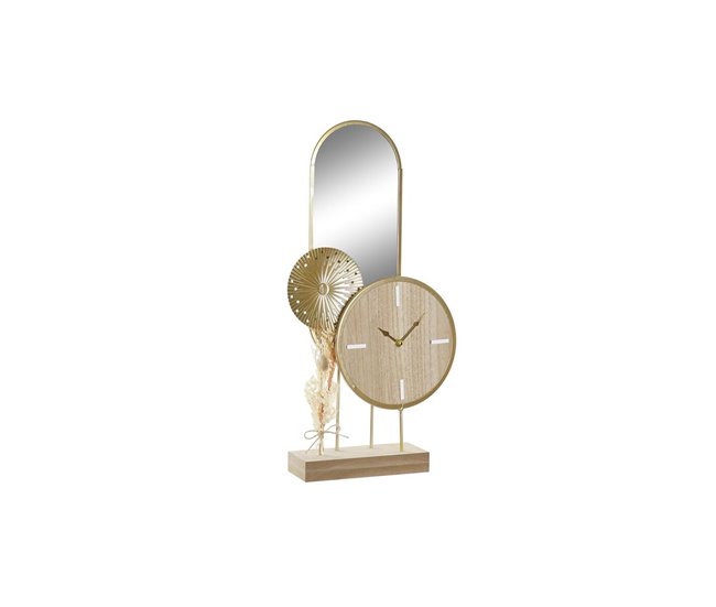 a8eff8b19f7b4b7124b4ac17f3fe3fcaa88c21e6_bdbe29ef118643f6bf695adc2922436a Imprescindible (Must-Have) Reloj de Mesa DKD Home Decor 26 x 8 x 53 cm Espejo Natural Dorado Metal Madera MDF - Conforama