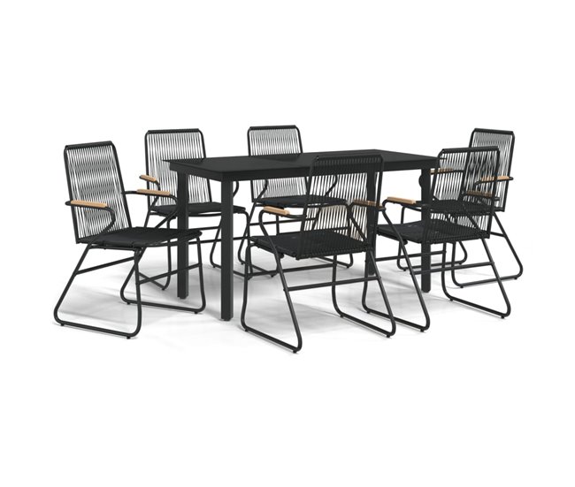 a93225429efc04061c07be36a447816bdbcaf6a9_937b0e9748604b90bfb662e617ca0354 Juego de comedor para jardin 7 piezas ratán PVC negro - Conforama Original