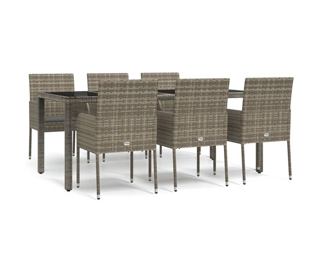 ac1c4becc7ddc489bdf6c999e7ce8e63149ddd63_86c4de56ab0e4fd6970601e90ea198ab Liquidación Set comedor jardin 7 piezas y cojines ratán sintético gris longitud mesa 190 cm - Conforama