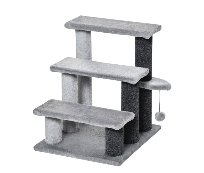 ac770a98fb353deaee0f3655578c9d3a0f18b38c_374c905b95704e3f972915b4c5c1c56d PawHut Escaleras para Gatos de 3 Escalones Escaleras para Mascotas Árbol Rascador para Gatos Pequeño con Poste Rascador Bola Colgante 45x40x48 cm Gris - Conforama Pedido Al Por Mayor