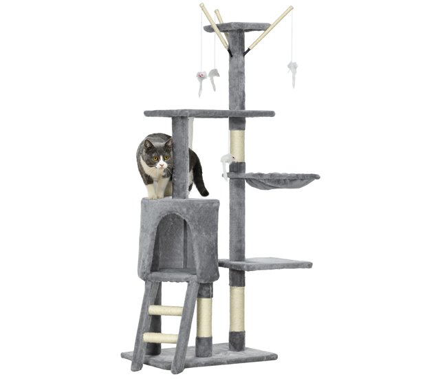 accfe7c229eee70d4ff1e60cfcc662a5976f9741_05edf30606544166a184ca13357e4c58 Popular PawHut Árbol para gatos Rascador Grande 50x35x134,2 cm con Nidos Plataformas Casetas Ratón de Juego Hamaca Postes de Sisal Cubierto de Felpa Gris - Conforama