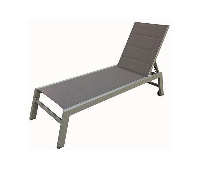 Ordena Ya Tumbona BARBADOS de textileno gris-azul - aluminio antracita - Conforama