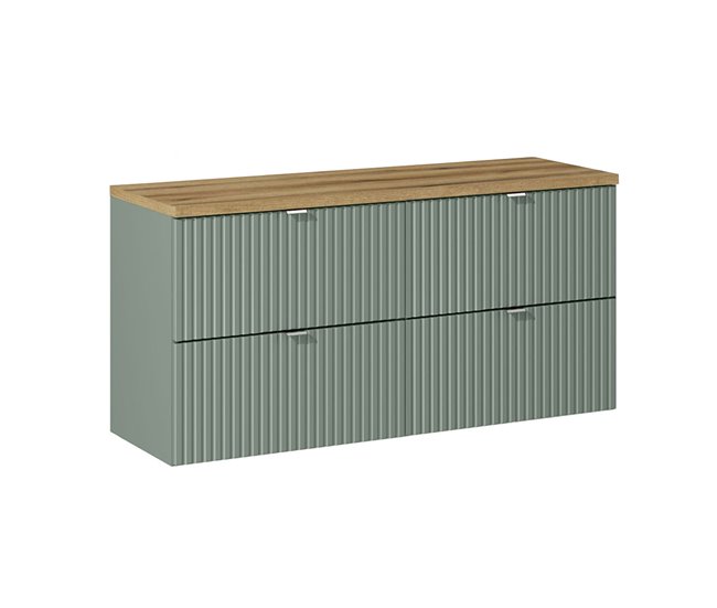 Mueble bajo lavabo 120cm 4 cajones encimera Jade Verde y Madera - Conforama Máxima Calidad