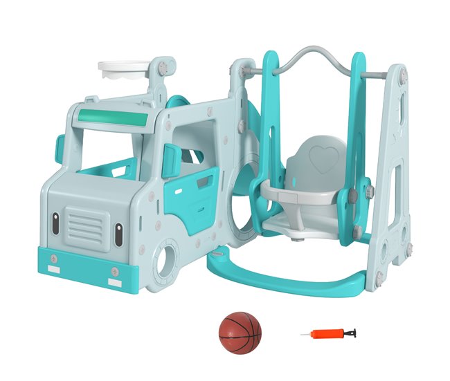 ada51a36549fb8e8a49debac77dcc3137d5c2c6a_b9fd0c5c5222456cba8c7c3622645761 AIYAPLAY Juego de Tobogán y Columpio para Niños 6 en 1 Columpio Infantil de 18-48 Meses Tobogán para Bebés con Trompeta Silla y Baloncesto Carga 50 kg 201x151x87,5 cm Azul Claro - Conforama No Te Lo Pierdas
