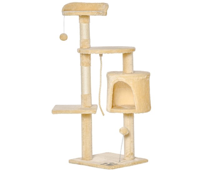 ae9401148cac6ff899abbd18fc89c8621e225dcb_6ab26202d9b5474dbaf5497e3b745d58 Liquidación PawHut Árbol para gatos Rascador Grande con Plataformas Casetas Bolas de Juego 114cm Cubierto de Felpa Beige - Conforama