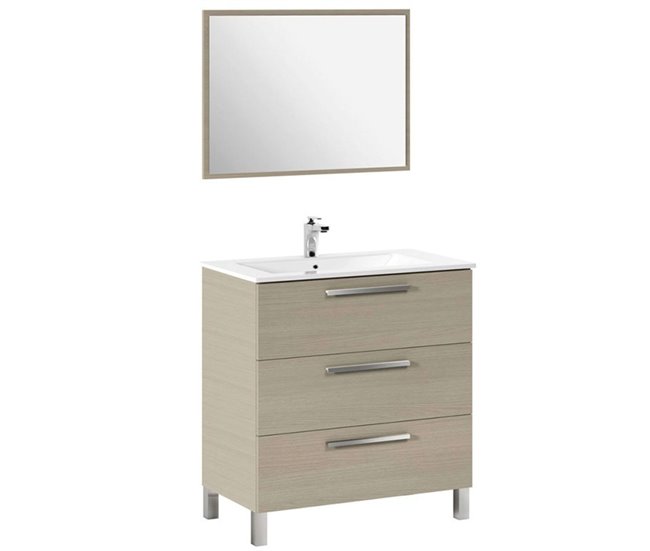 afa2991efcd39a4bc6ce399db7e4e9df2ae70579_19fe1de0814e4fffbd3f2b449fb495c4 Mueble de Baño Taria Estilo Natural en Color Roble Claro con 3 Cajones, Patas y Espejo 80x86x45 cm (Lavabo Opcional) - Conforama Entrega Rápida