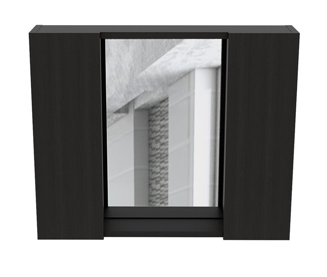 Armario Artemisa para Baño con Espejo Central y Almacenamiento Multi-Estante Negro - Conforama Comprar En Línea