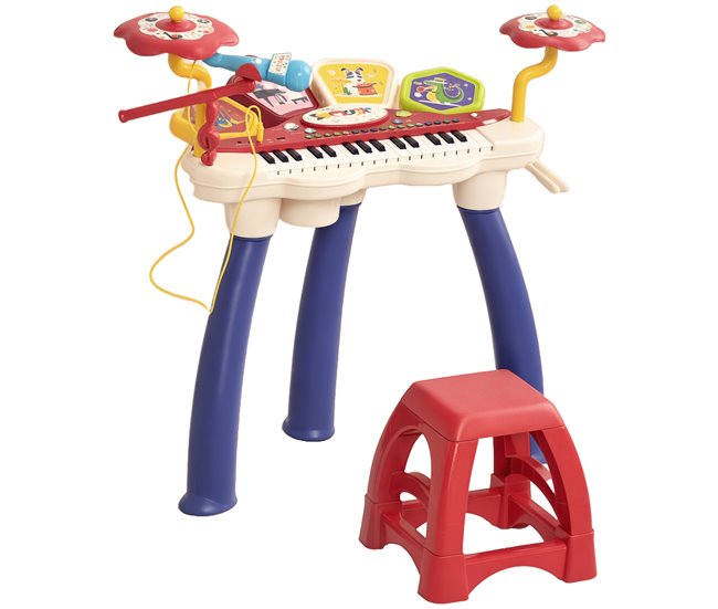 b41a7eca864607ecc22c3a1ee470a196648208a0_612b29916f0f4d318fced6e74edb415b AIYAPLAY Piano Electrónico Infantil de 32 Teclas Juego de Piano 2 en 1 con Batería Micrófono Taburete Luces 19 Canciones 4 Sonidos y Volumen Ajustable 74x32,2x71 cm Multicolor - Conforama Original