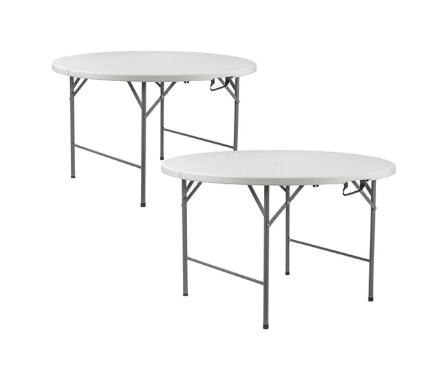 b4436d54afe5535ed389835f5764f0795d17a3c3_ddd16259605d43b286db429993dd2e4e Gran Oferta Pack 2 Mesas Plegables Redondas para Catering Efecto Granito 150x74cm Thinia Home - Conforama