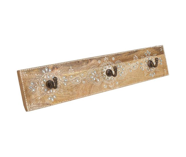 b4b752f21da22fa1a277b9a8b8b14f3083792a3a_0ef184efe79f4bf9895d8a492f0b71b7 Percha de madera de 3 ganchos pintado artesanal marrón 48x5x10 - Conforama Rebajas