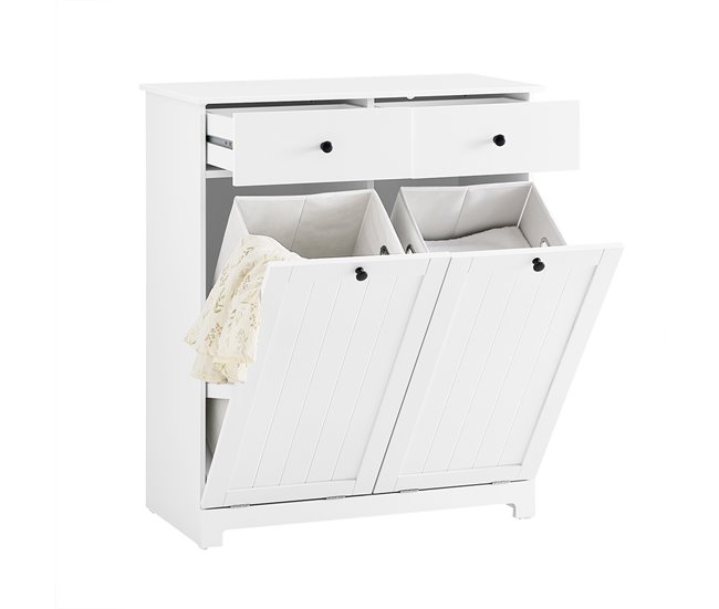 b501a204a24a872aa1336b3720666f8ec62268f7_39fe5beb4d7e4a249e3667e900f0cb7f SoBuy Mueble de Baño con Cesto para Ropa 2 Cajones 2 Bolsas 78x38x90cm Blanco BZR33-II-W - Conforama Última Versión