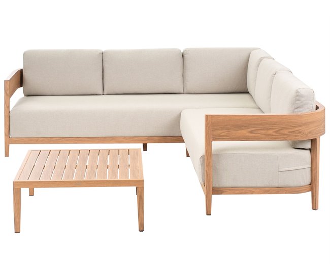Conjunto esquinero de jardín 5 plazas SAMPIERI Izquierda Metal Marrón claro - Conforama Oferta