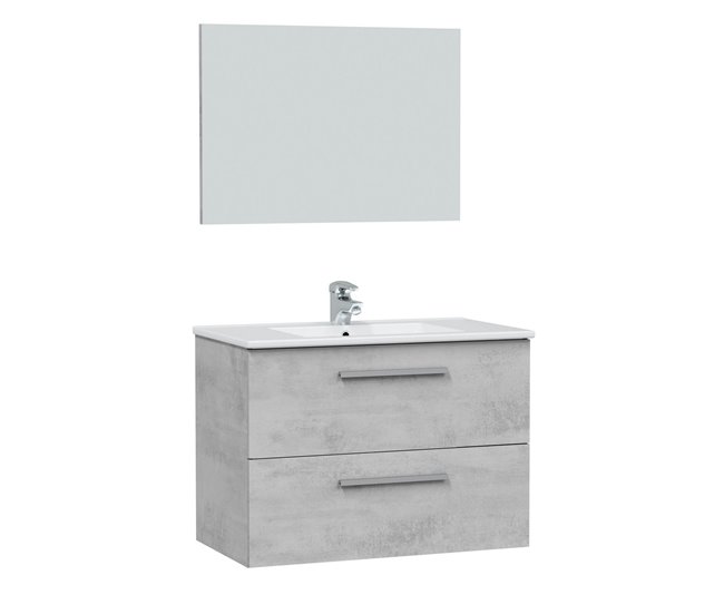 b7579ef7e2d01b70eff2521a297a808c8775f17a_19dc788311f2418982761172d63402a3 Mueble baño suspendido Axel 2 cajones espejo, sin lavabo, Cemento - Conforama Oferta Flash