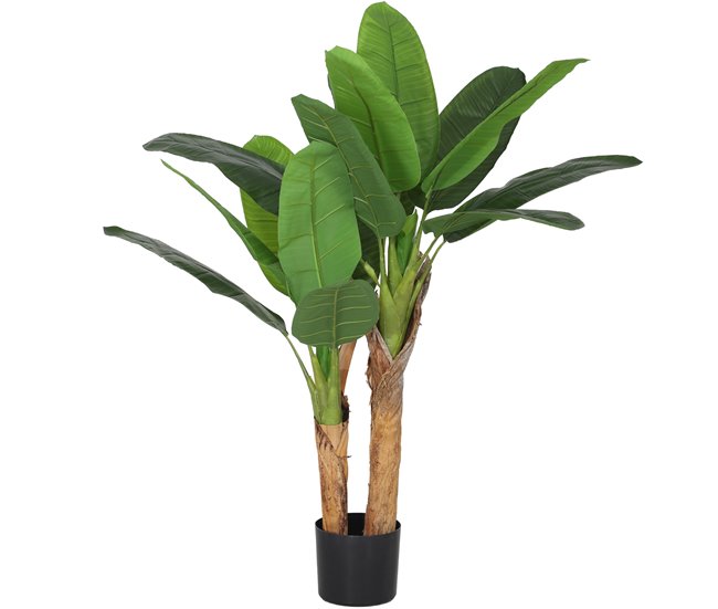 HOMCOM Planta Artificial Bananero 120 cm con Maceta y 15 Hojas Planta Decorativa para Interior Verde - Conforama Barato