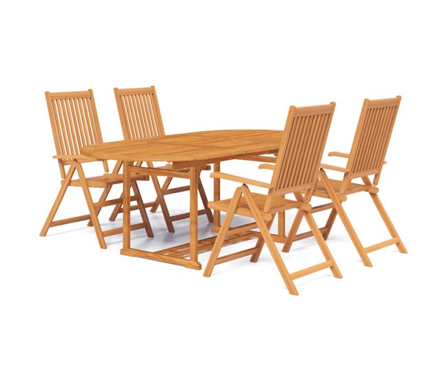 Juego de comedor de jardín 5 piezas madera maciza de acacia - Conforama Oferta