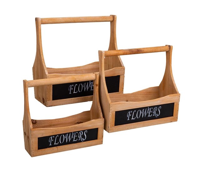 Set 3 cestas de madera marrón - Conforama Promoción Exclusiva