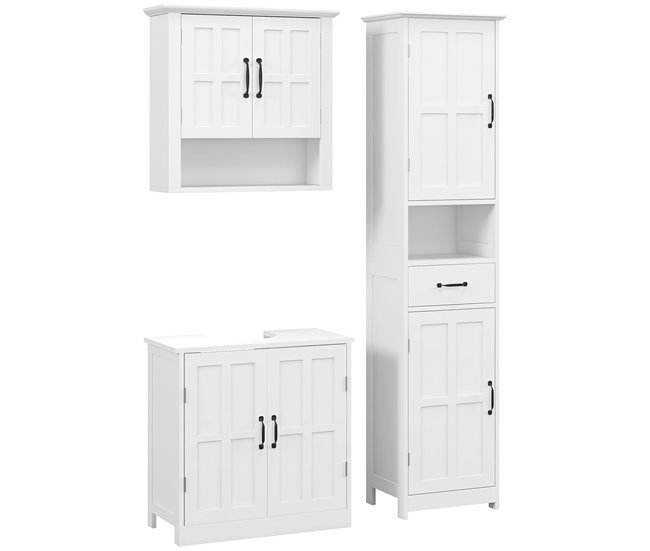 bc9108892e6db197b2b38d610753bef16c1a2b9b_fd4f44052ff04d5488f7e9e74abe5acc Certificado kleankin Conjunto de Baño Incluye 1 Columna de Baño 1 Mueble para Debajo del Lavabo y 1 Armario de Pared con Estante Ajustable Estilo Moderno Blanco - Conforama