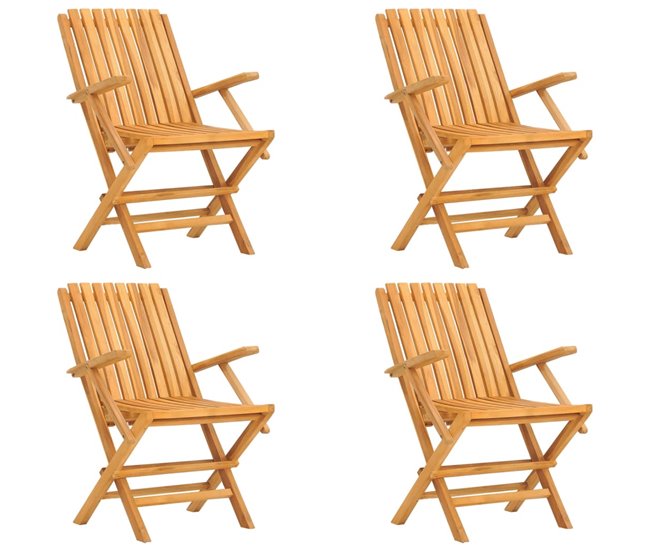 Certificado vidaXL Sillas de jardín plegables 4 uds madera maciza teca 61x67x90 cm - Conforama