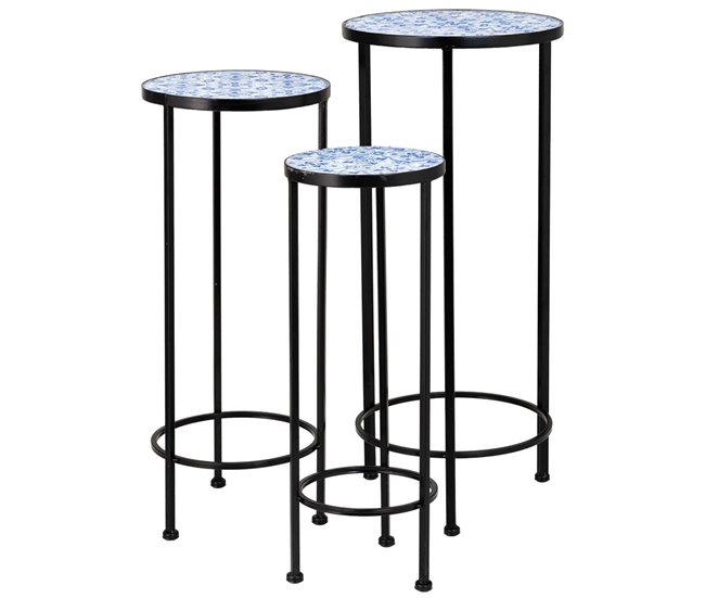 Set de tres soportes de mosaico y forja negra - Conforama Mejor Precio
