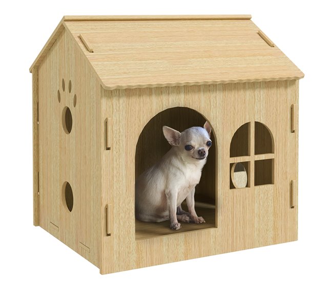 c222d6720720b73ce5c8a8f8dad4e26ec9cfc99a_f6f5fca497f44815b539824e64d9e855 PawHut Caseta para Perros Casa para Perros Interior con Ventana Diseño de Garra Hueca Casita para Perros y Gatos 49,5x41x51 cm Roble - Conforama Máxima Calidad