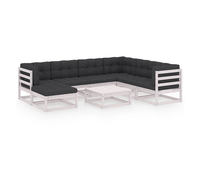 c22981e9cb2ddf3984c11b663c4d0130e6423fcf_af8e46a04bfb45d1bfa2a2277238e73c Muebles de jardín 8 piezas con cojines de madera de pino maciza - Conforama Precio Reducido