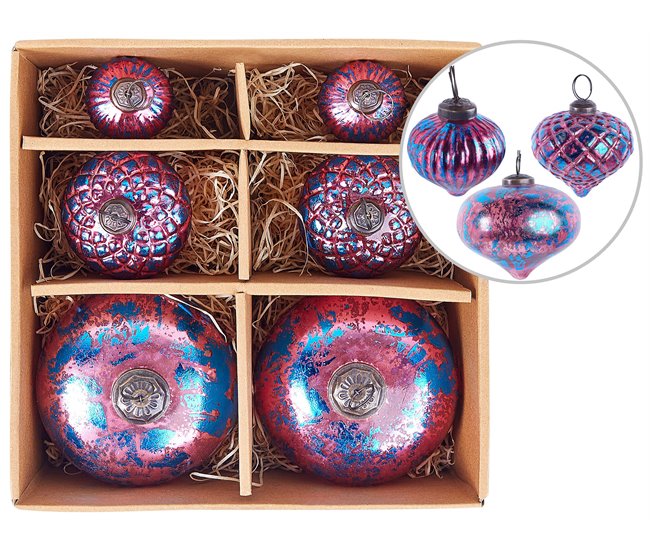 c257ecef788f75c3ad3ec22ddb4a34d135bfc959_86b511b82b704be289cf5416952289bb Conjunto de 6 bolas de Navidad ASTRALE Vidrio Rosa - Conforama Económico