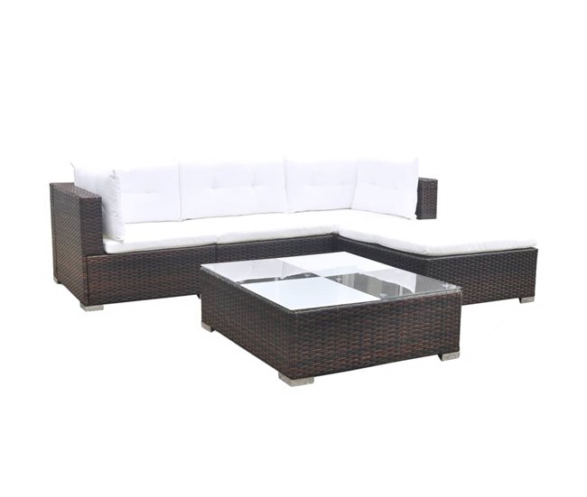 c25b03210bece4633f8113699a6752b2da0ff632_54962a50eeca4edab304b7b5ec8d9a2b Set muebles de jardín 5 piezas y cojines ratán sintético marrón - Conforama Oferta Limitada