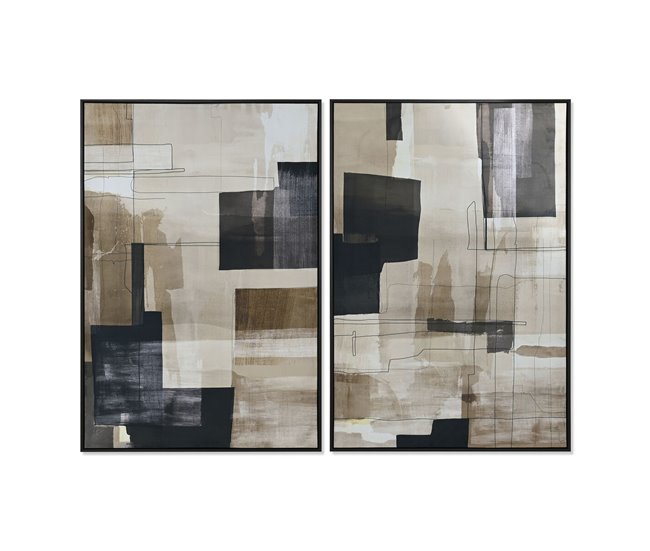 c3aee5b0924f468023864159ea78b96b7abf012c_bb11997946964f3294daa73958f2d952 Cuadro Home ESPRIT Negro Beige Abstracto Urbano 83 x 4 x 123 cm (2 Unidades) - Conforama Liquidación