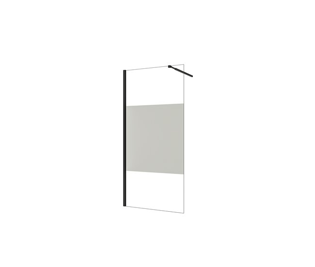 Panel de ducha Serigrafiado Central Vidrio 8mm con Película de Seguridad a Prueba de Explosiones (68-70)x200cm con Barra Negra mate 73-120cm - Conforama Edición Limitada