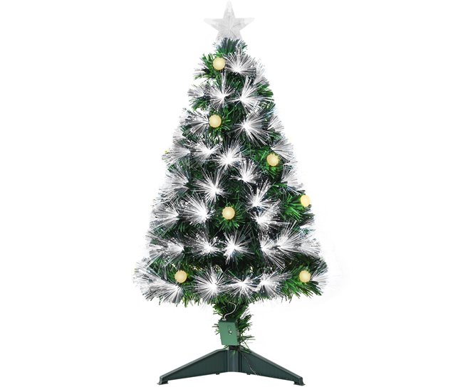 c40f27160144ebb802b6fd67cf1baa9eeb375a7c_230159158bef44cabc4a039263d61778 HOMCOM Árbol de Navidad 90 cm Árbol de Navidad con Fibra Óptica Árbol de Navidad Artificial con 90 Luces LED y 90 Ramas para Interior Verde y Blanco - Conforama Solo Por Tiempo Limitado